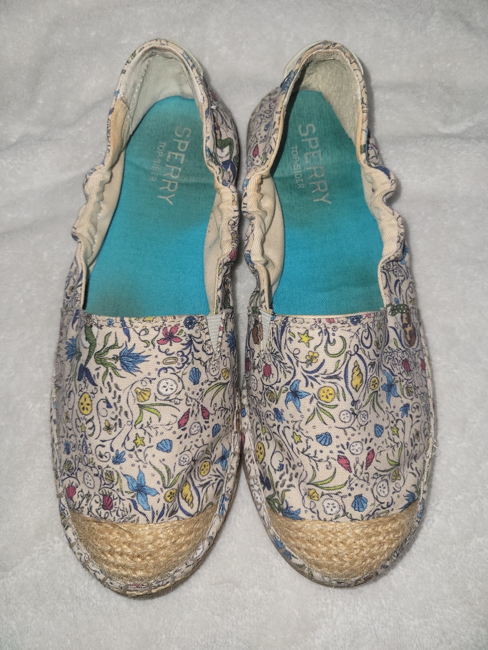 Sperry Women's Laurel Reef Canvas Espadrille Slip-On/Turquoise Insole Size 8.5